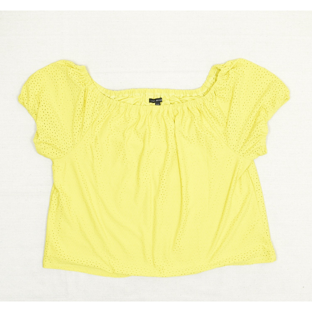 Yellow Eyelet Off-Shoulder Women's Top
